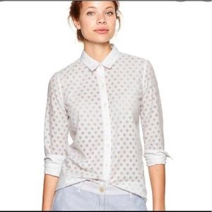 ✨ GAP Fitted Boyfriend Burnout Dot Long Sleeve Sheer Blouse